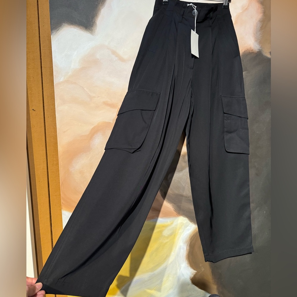 COS - NWT Paperbag Utility Trousers Black Wide-Leg Cargo Trousers 4 Small - Picture 2 of 7